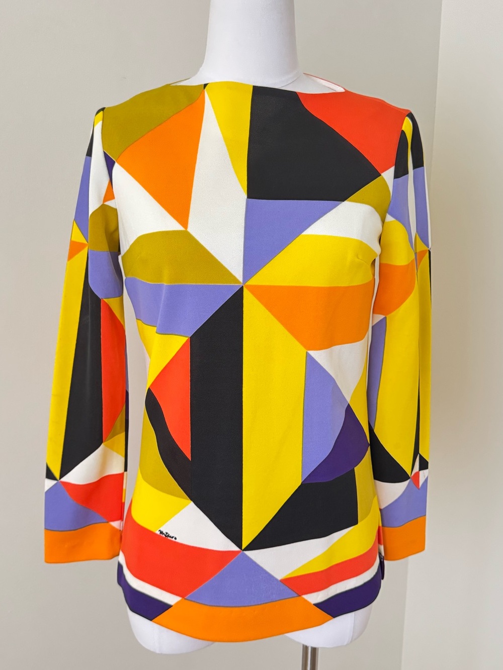 Vintage 60s Mr Dino Bonwit Teller Geometric Mod Psychedelic Long Sleeve